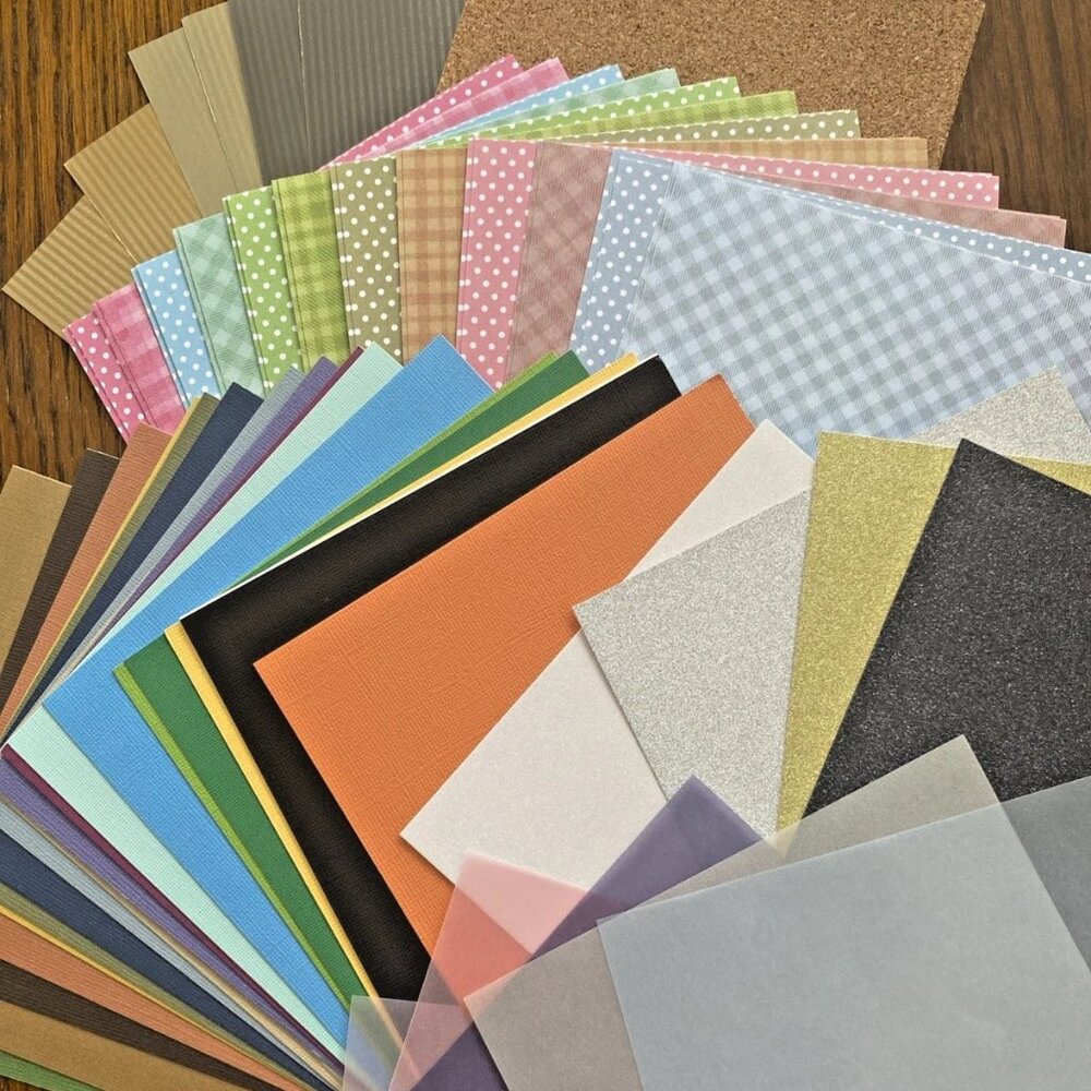 3/$10 60 pc 6x6 Scrapbook Paper Stack *Adhesive/Glitter Cardstock, Vellum, Cork*